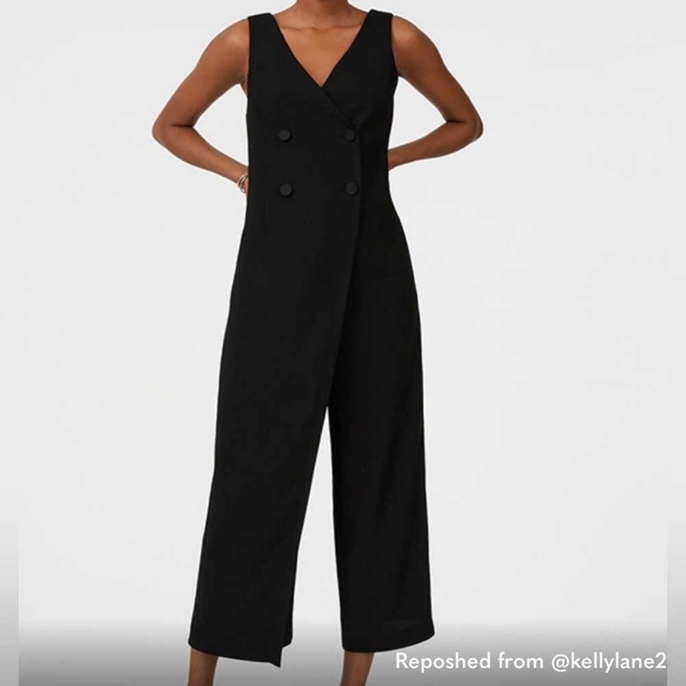 Club Monaco Black Double-Breasted Jumpsuit